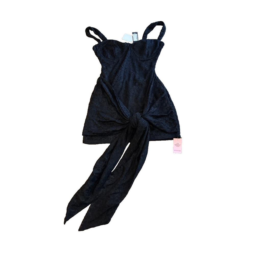 NWT PrettyLittleThing Women's Dress Size 6 Black Shape Lace Corset Mini Dress